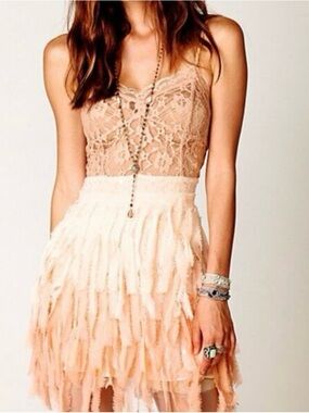 Runway Couture  Slip Mini Dress Ombré Chiffon Lace SZ M EUC